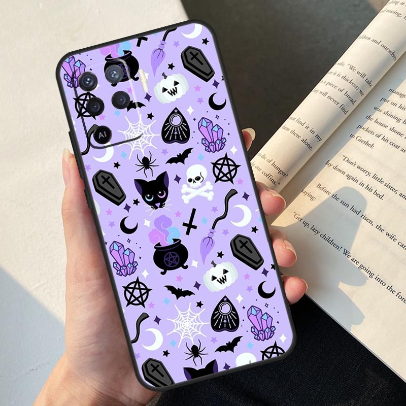 Girly Pastel Witch Goth Case For Oppo A74 A57 A17 A77 A18 A38 A58 A78 A98 A54 A94 A80 A60 A40 A96 A76 A16 A15 A5 Pro