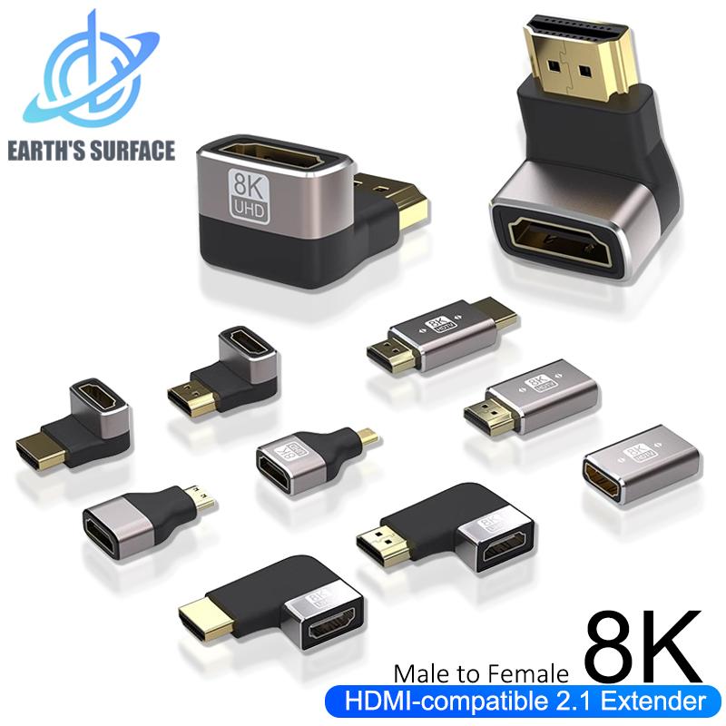 8K HDMI-compatible2.1 Connector Cable Adapter 90 Degree Right Angle Male To Female HDMI-compatible Extender for PC TV PS5 Laptop