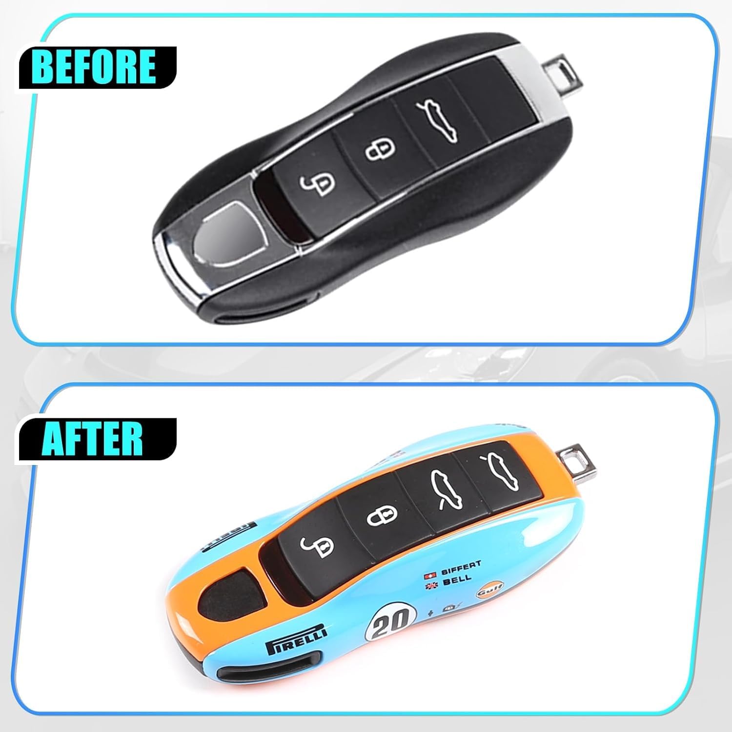 

Car Key Case Keyshell Covers for Porsche Panamera 2010-2019 Cayenne 2011-2020 911 2013-2020 Macan 2014-2019 Boxster 2013-2016 Cayman 2013-2016 718