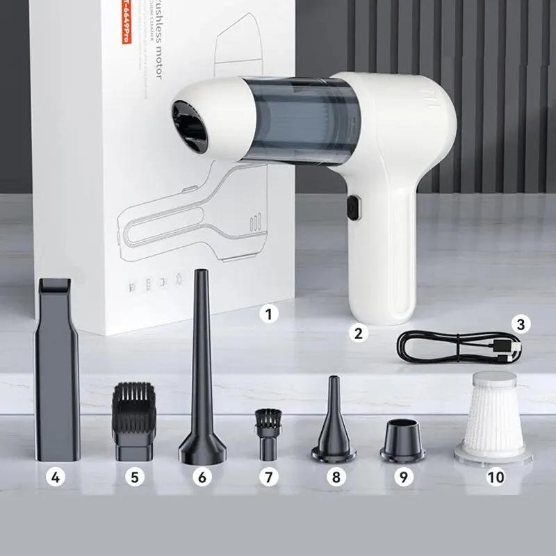 Nuovo 12000PA Aspirapolvere per auto TYPE-C Ricaricabile senza spazzole Aspirapolvere ad alta potenza Aspirapolvere portatile portatile Tastiera domestica