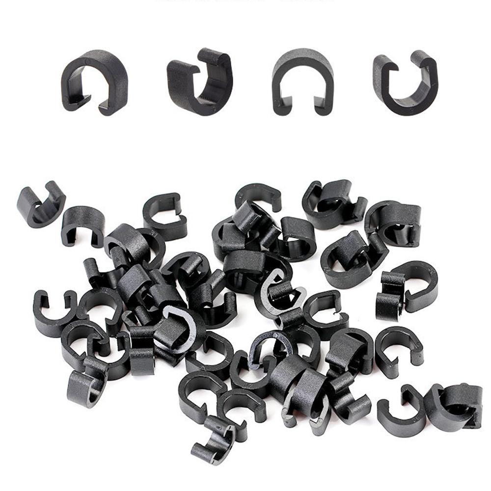 100/50pcs Plastic Bicycle C-Clips Clamps Housing Hose Guide Clamps Bike Brake Derailleur Shifter Cable Fixed Clips Frame Buckle