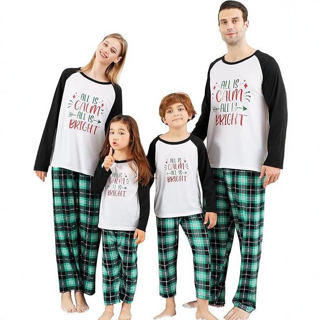 Set de pijama de Crăciun cu carouri europene și americane pentru familie, asortat, pentru Anul Nou