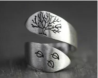 Punk Vintage Kupferfarbe Löwenzahn Offen Verstellbare Ringe Für Frauen Baumblatt Blume Finger Männer Ringe Hochzeits Schmuck Geschenke resizable brown