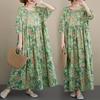 DIMANAF New 2026 Summer Beach Women Plus Size Lady Long Dress Loose Oversize Vintage Maxi Floral Print Cotton