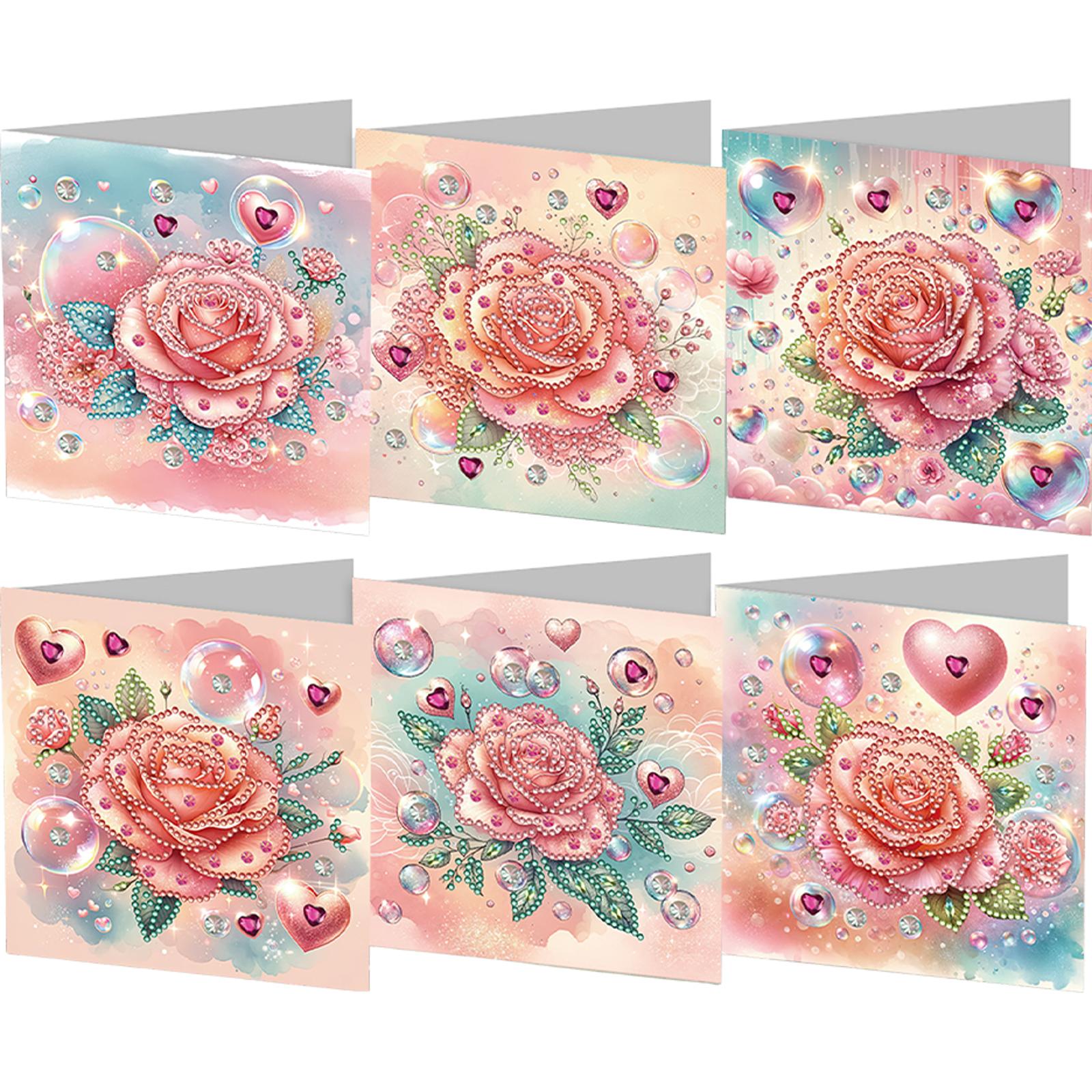 

6PCS DIY Rhinestone Diamond Art Mosaic Postcards Diamond Art Handmade Cards for Friend Family Lover