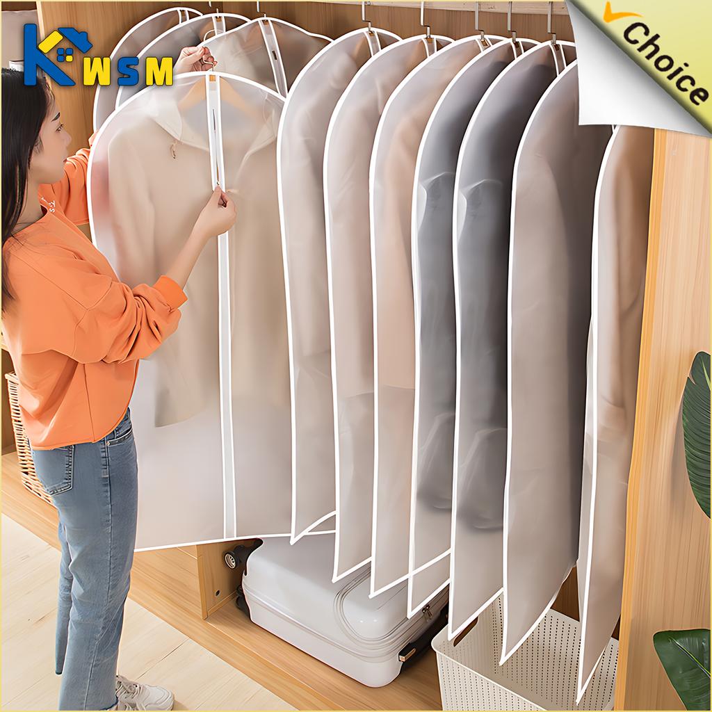 1/3/5/10PCS Washable Clothes Hanging Dust Cover  Wedding Dress Cover Suit Coat Storage Bag  Wardrobe Hanging Clothing Organizers