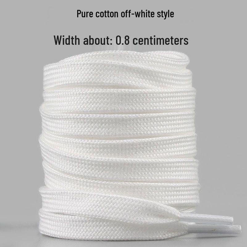 Unisex White Canvas Sneakers with Cotton Flat Shoelaces - Semi-Circular Style