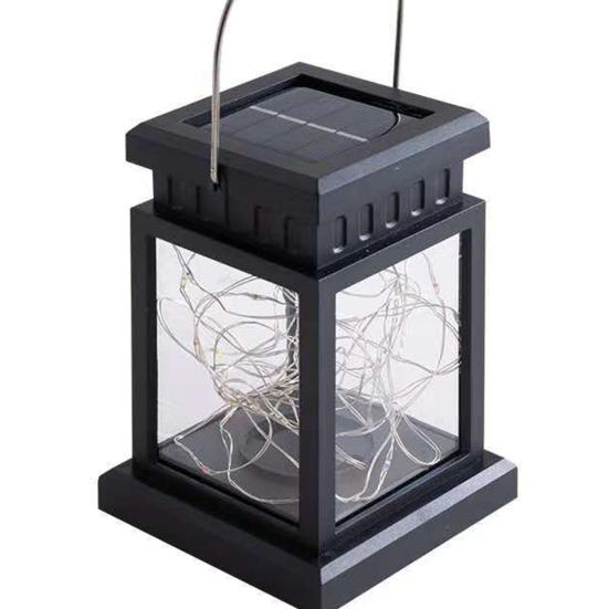Outdoor Hanging Solar Lantern, Waterproof Rechargeable Decorative Lamp, Copper Wire Candle Light for Outside, Garden, Patio, Yard, Porch Decor