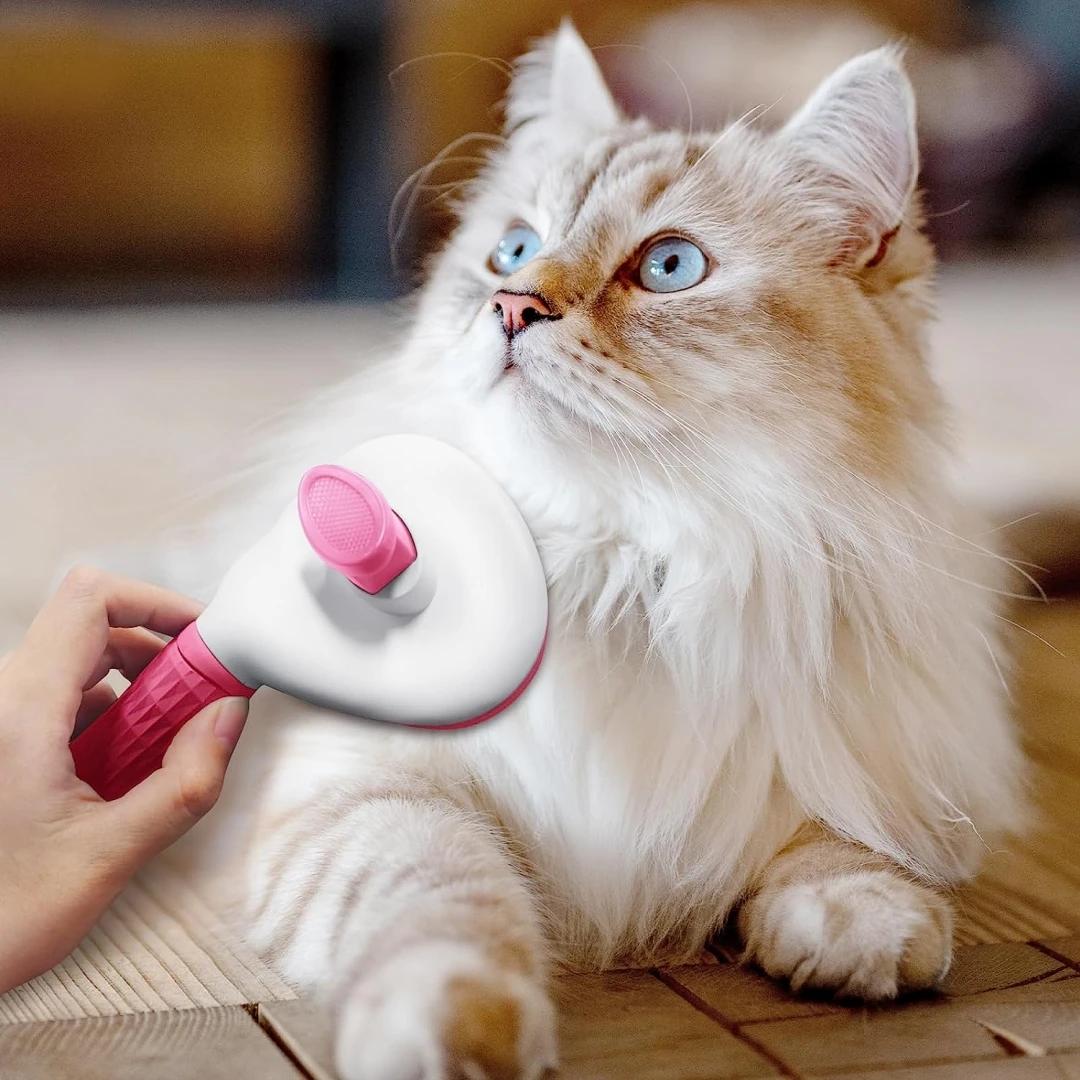 

Pet cat and dog universal one click hair removal pet comb, open knot hair removal dog comb, pet needle comb, cat comb for cats розовый