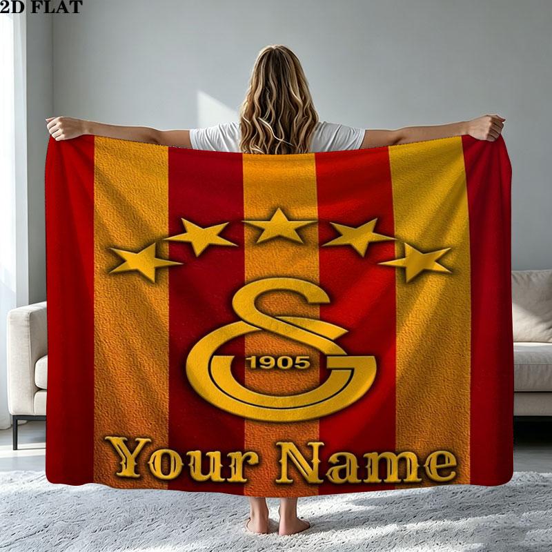 1PC Galatasaray S Custom Name Patterned Flannel Blanket Suitable For All Seasons for Home Decor Warmth and Comfort Gifts Holiday Present