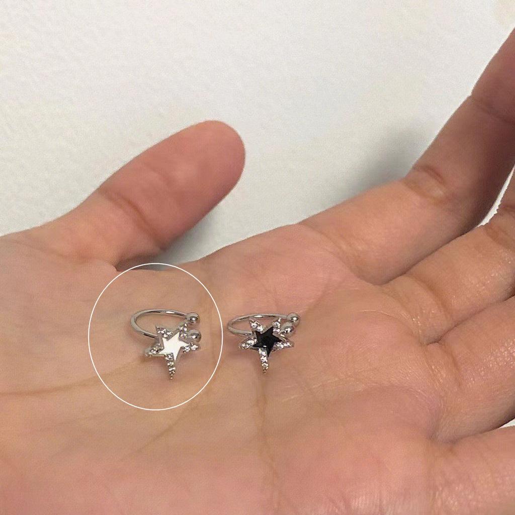 Black Pentagram Star Stud Earrings Light Luxury High-end Temperament Earrings Earrings Ear Jewelry Women