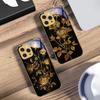 Golden Rose Flowers For IPhone 16 Pro Max 15 P Ro 14 M Ax 13 Plus 12 Mini 11 XS Max XR Golden Tempered Glass Phone Case