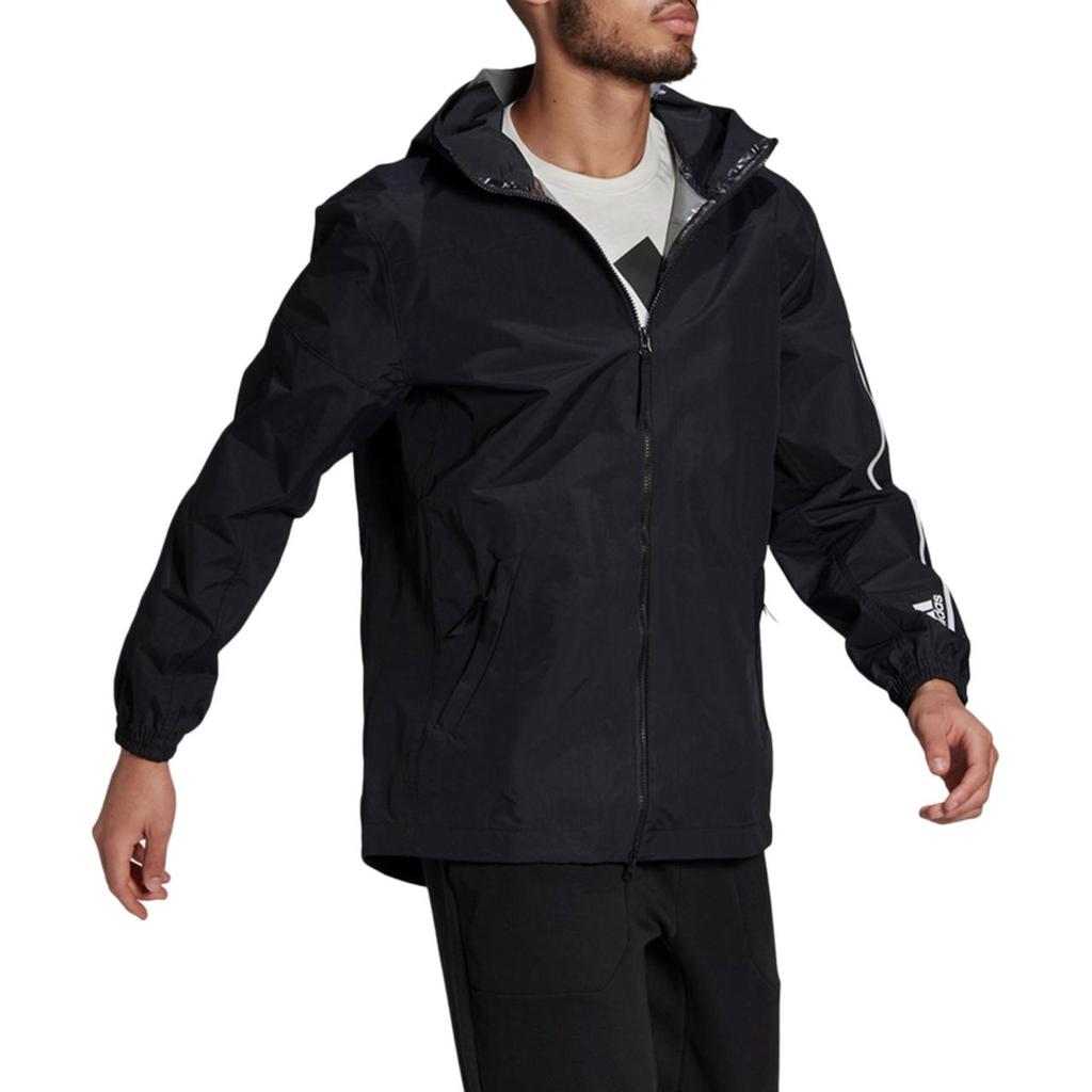 adidas Logo Buchstaben Print Kapuzenjacke Gerader Schnitt Warm Herrenjacke Schwarz GM0895