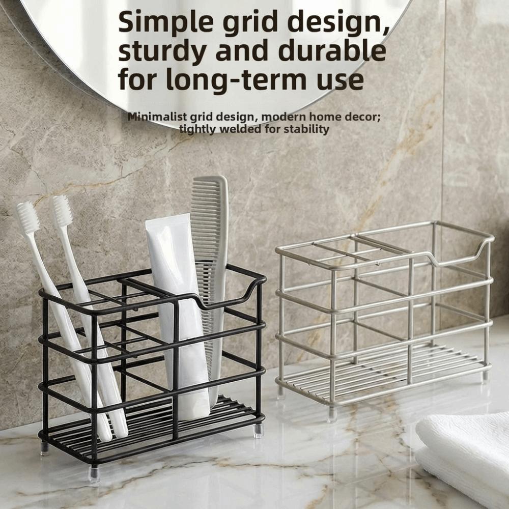 Non-Slip Metal Toothbrush Holder Stable Countertop Storage Rack  Bathroom Accessories