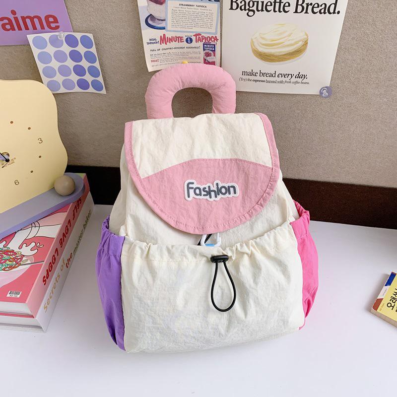 Kindergarten Color Block Backpack - Lightweight, Large Capacity for Boys and Girls