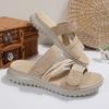 Sandali Bassi a Infradito da Donna Taglie Forti, Scarpe Casual Moda con Lavorazione Intrecciata, Sandali Bassi Estivi a Fascia Singola per Donna