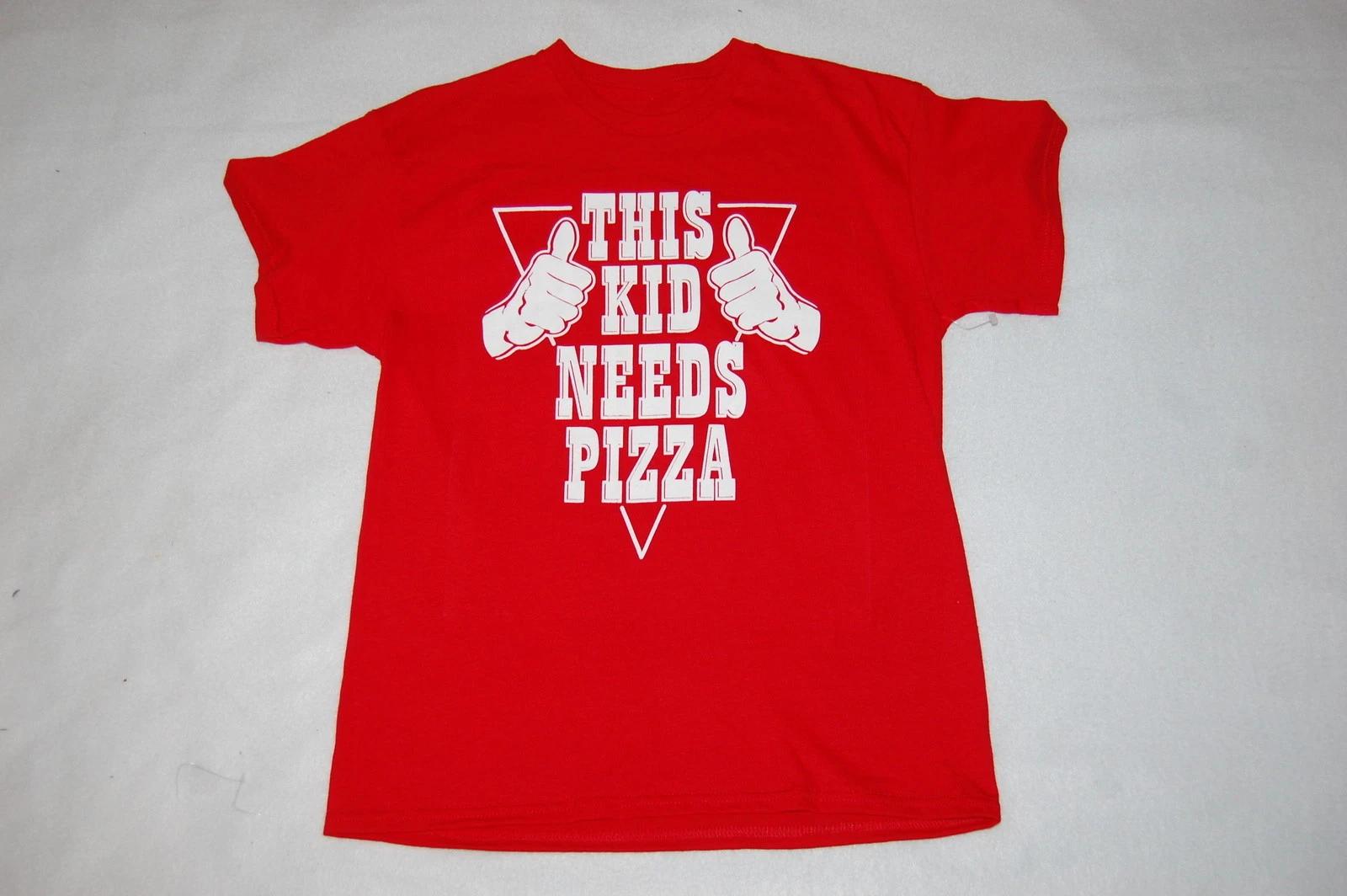 

Boys S/S Red Tee Shirt THIS KID NEEDS PIZZA 100% Cotton SIZE XL 16-18 130