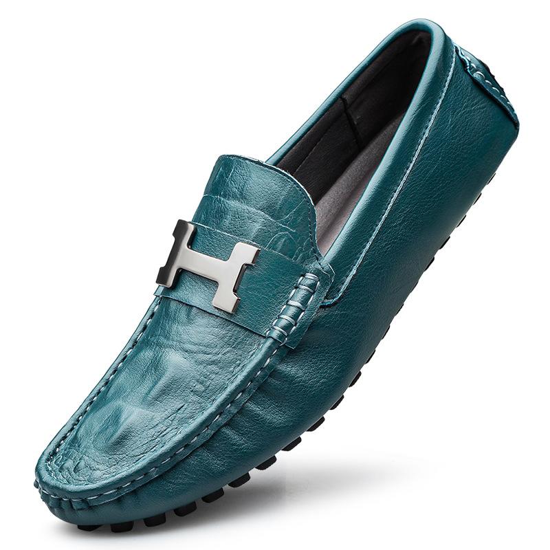 

Мужская обувь с крокодиловым узором, повседневная кожаная обувь, мягкая подошва, обувь для вождения на одну педаль, модная ленивая обувь, обувь Doudou 47