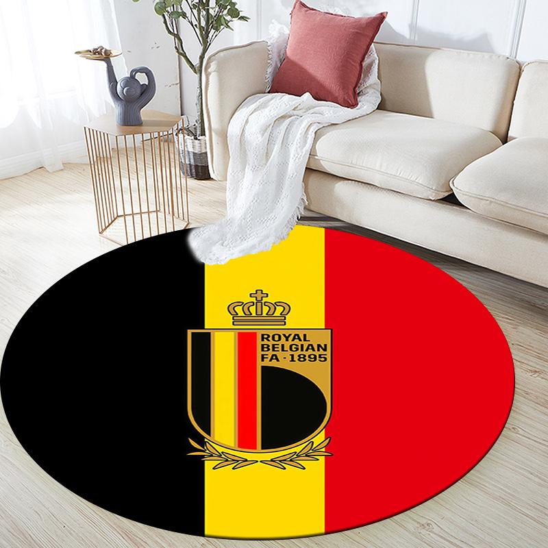 Belgium National Football Team Round Area Rug,Carpet Rug for Living Room Bedroom Sofa Playroom Decor,Non-slip Floor Mat