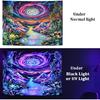 Leofanger Blacklight Galaxy Space Tapestry Colorful Starry Sky Tapestry UV Reactive Neon Plant Floral Wall Tapestries Trippy Mountain Tapestries Wall