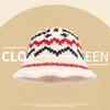 Vintage mixed-color knitted pattern hand-woven wool hat women's winter warm crimped ear hat women