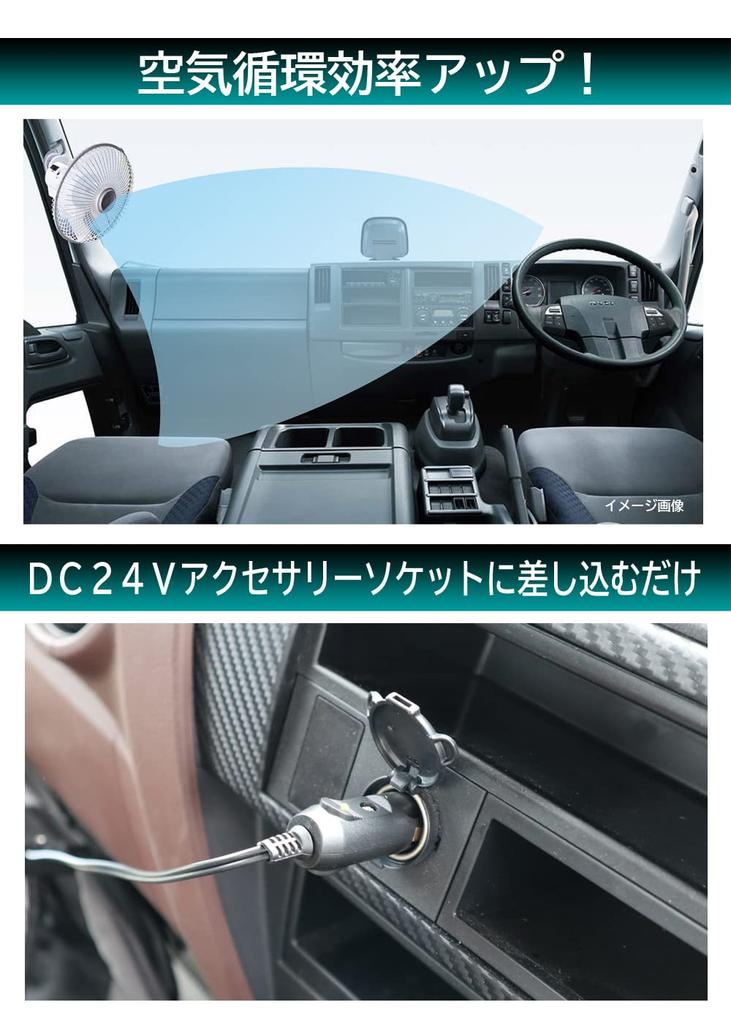 Meltec Car Powerful Cool Airflow for Cars Airflow and Swivel Function White CF-200 Fan, 200mm, DC24V, (2-Level Adjustment, Clip/Screw Mounting,