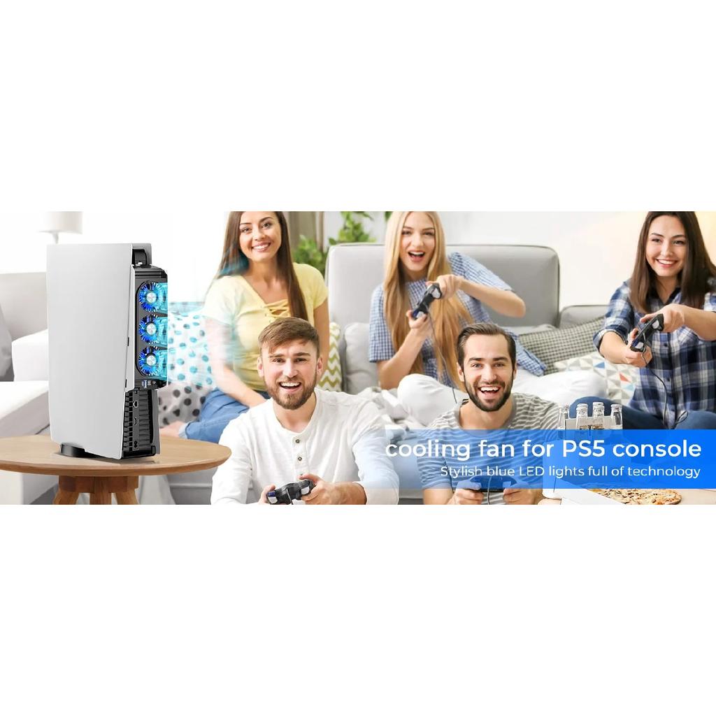 Ventola di Raffreddamento PS5 con Luce LED, Sistema di Raffreddamento Silenzioso ed Efficiente per PS5 Cooler, 3 Velocità della Ventola, Compatibile con Edizione Digitale e con Disco PS5