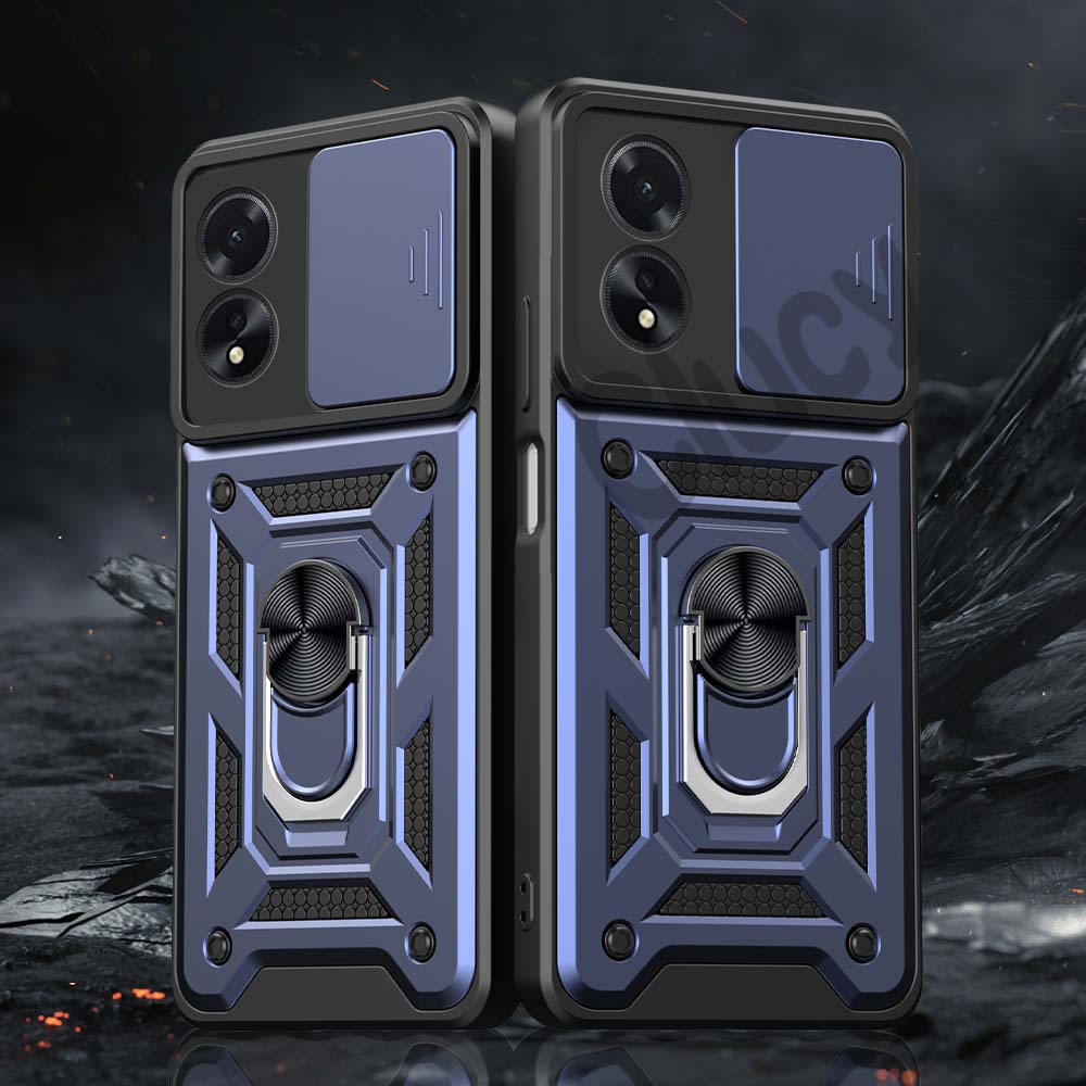 For OPPO A38 4G A18 A78 A98 Kamera Støtsikkert Armor Deksel For OPPO A54 A74 4G 5G Bil Magnetisk Holder Ring Beskyttelsesdeksel