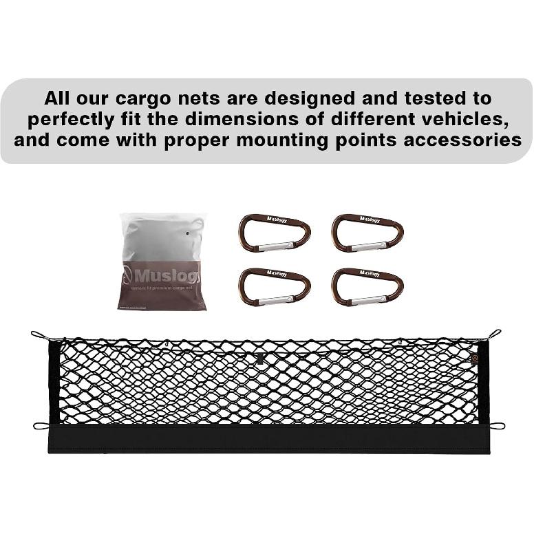 Muslogy Truck Bed Cargo Net Compatible With Honda Ridgeline 2017-2024 2025 Accessories Storage Organizer Pickup Truck Bed Envelope Style Cargo Net