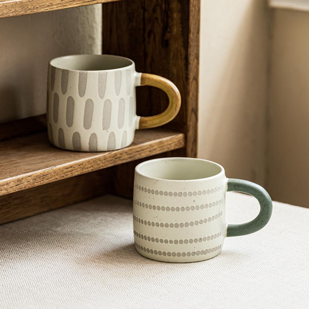 Creative Mug Contrasting Color Pattern Cup Simple Style Household Coffee Cup Breakfast Cup Restaurant Water Cup Tea Cup