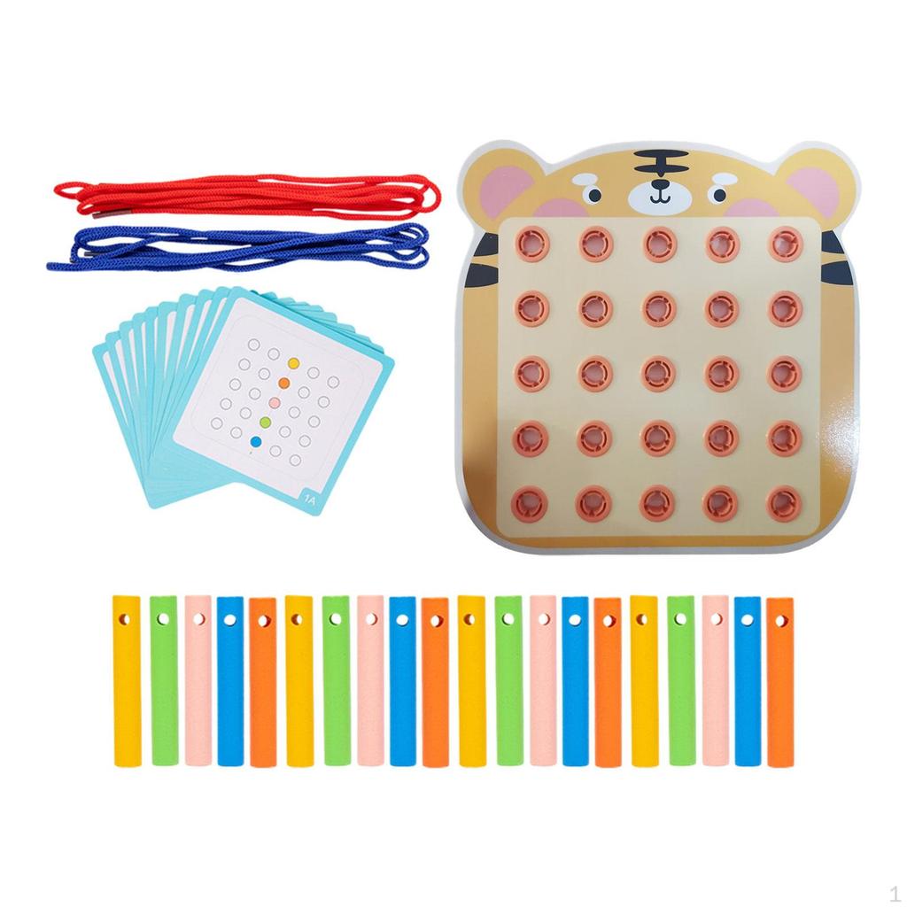Lacing Threading Toy with Cards, Educational Teaching Aids Cartoon Playing Game for Baby Age