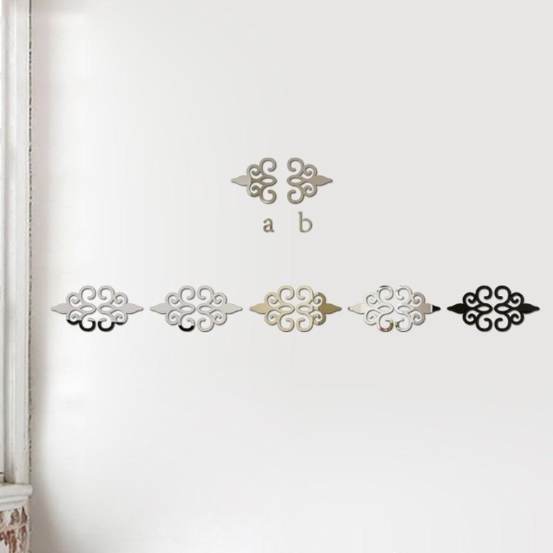 10pcs 3D Mirror Diagonal Lace Wall Stickers Acrylic Porch Wardrobe Border Decoration Wall Decals Self-adhesive DIY Art Mural