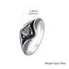 Vintage Black Zircon Ring for Men Women,Stainless Steel Antique Silver Color Signet Ring,Gothic Punk Statement Jewelry Gift