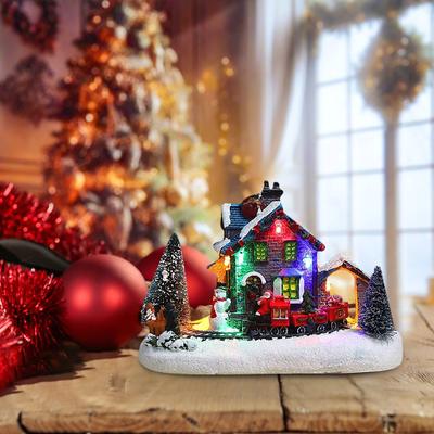 Christmas LED Lighted Village House LED Lighted Christmas Collectible Buildings Gift For Christmas And New Year