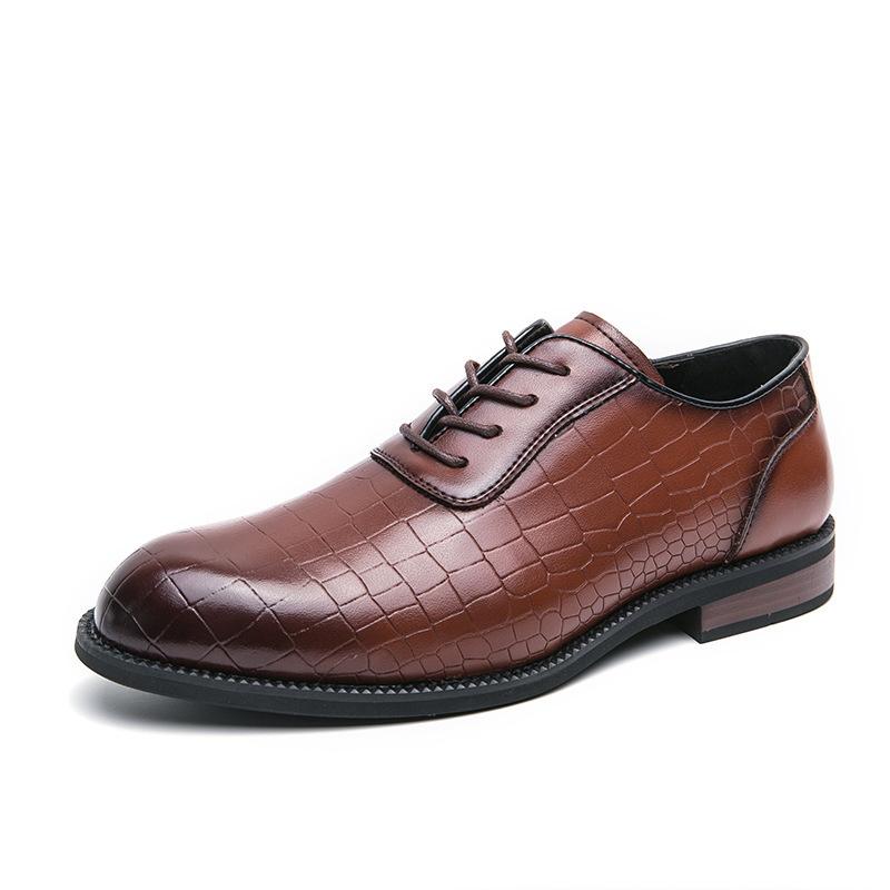 New large size leather shoes fashionable men's business banquet dress shoes trendy British style retro lace-up leather shoes