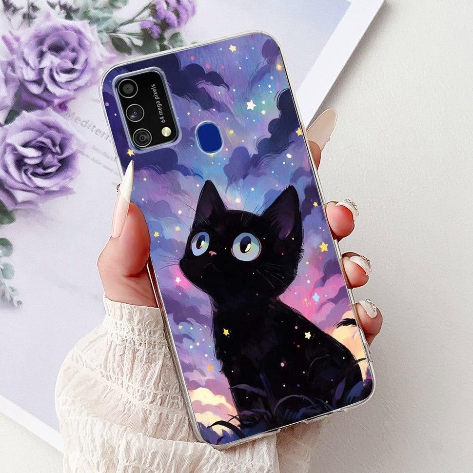 Cute Cat Caroon Cover For Samsung Galaxy A21s Case Soft Silicone Fundas Phone Cases For Samsung A 21s  A21s SM-A217F Full Bumper