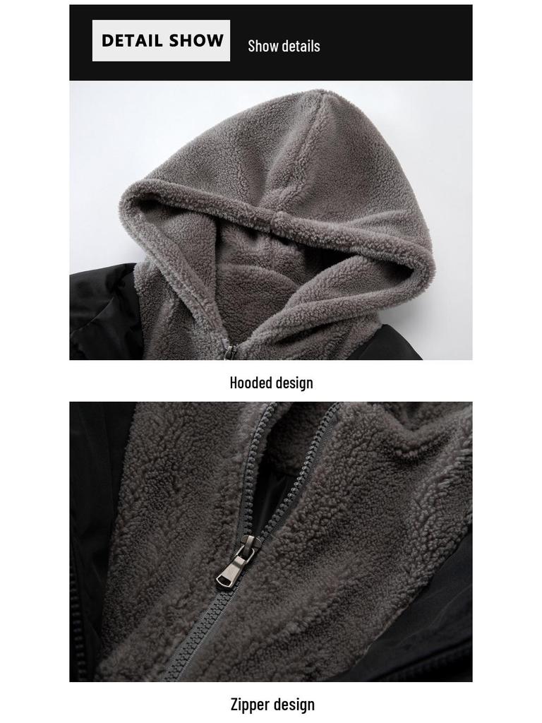Ανδρικό Χειμωνιάτικο Βαμβακερό Παλτό Δύο Τεμαχίων με Κουκούλα Στυλ Χονγκ Κονγκ - Μεγάλο Μέγεθος, Εξαιρετικά Χοντρό Ζεστό Εξωτερικό Ρούχο