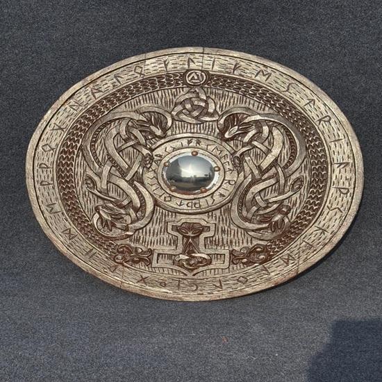 60.96 Cm Wooden Shield Nordic Wall Decor Warrior Shield Roleplay , LARP, Fantasy, Cosplay, Christmas Best Gift