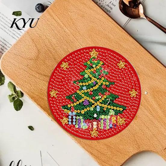 DIY Bohrer Kunsthandwerk für Erwachsene 12 Stück Weihnachten Falsche Diamantmalerei Untersetzer, Strassstein Untersetzer Set mit Halter, Schneemann Wichtel Weihnachtsmann Feiertag