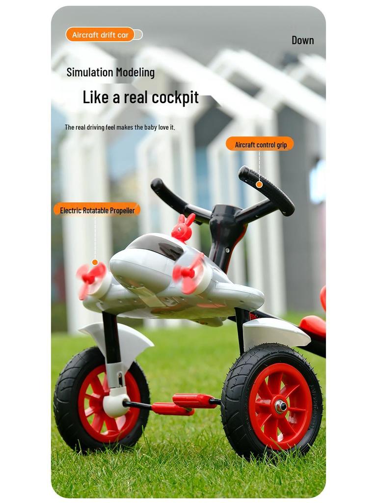 Children's Pedal Airplane Drift Car: Sam Style Twist & Rotate Tricycle