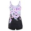 2-teiliges konservatives Tankini-Set Digitaldruck Bauchkontrolle Hohe Taille Boy Shorts Spaghettiträger Strand Badeanzug