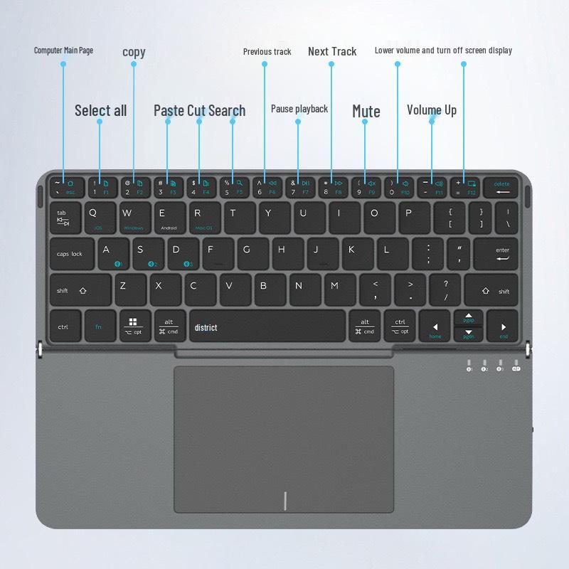 Leather Touch Detachable Foldable Multi-functional Office Keyboard