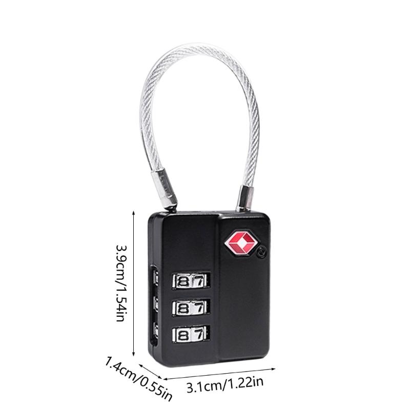 Customs Lock Luggage Lock Suitcase Lock Password Lock Travel Lock Practical Combination Padlock with Steel Cable