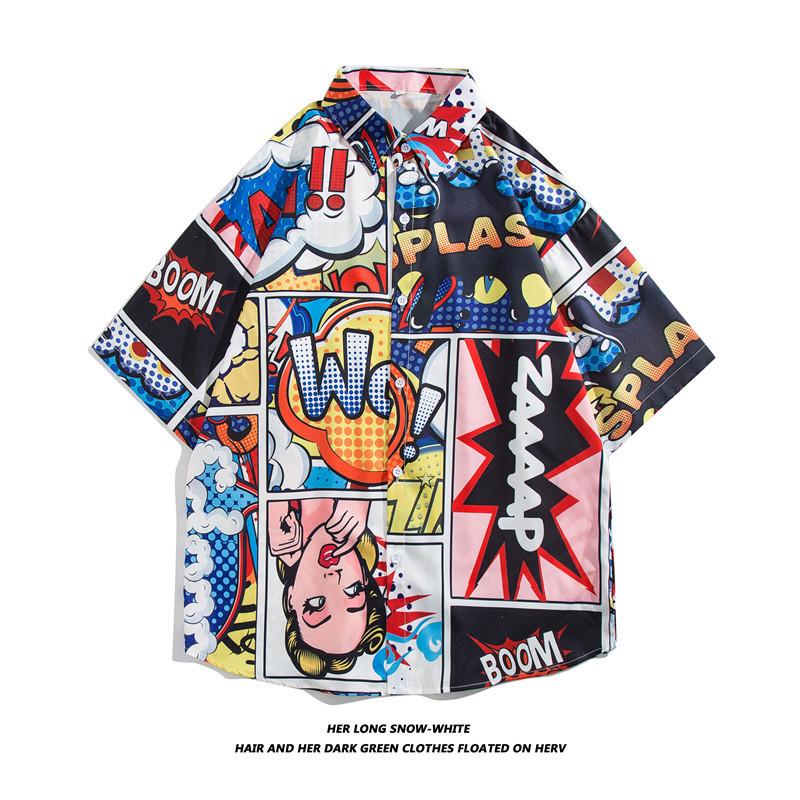 Men's Hawaiian Shirt Lapel Button Fashion Printing Short Sleeve Flower Shirt Retro  Summer Holiday Beach Shirt