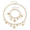 Star Moon Pearl Zircon Necklace & Bracelet Set with Multi-Accessory Design