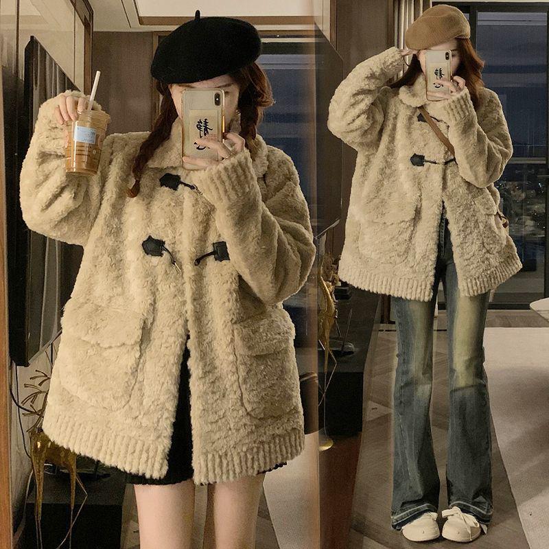 Eco-Friendly Faux Fur Winter Lamb Coat - Warm, Thickened Toggle Design