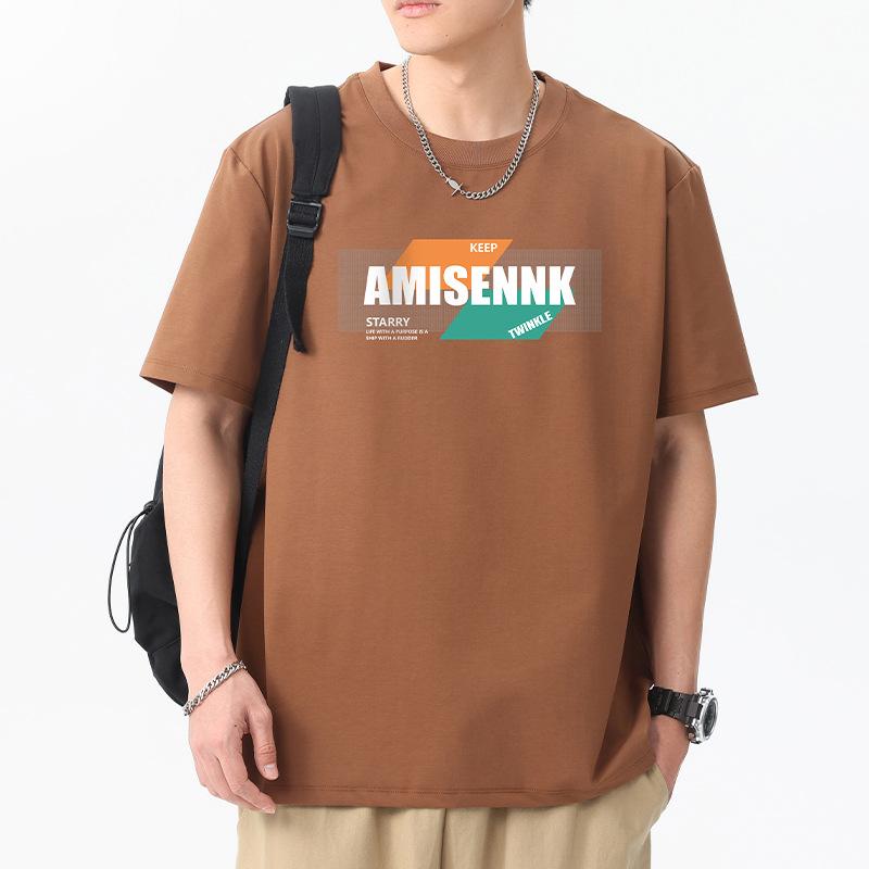 Amisennk Pattern 12 Colors Men's Short Sleeve T-Shirt 100% Cotton Streetwear Tee
