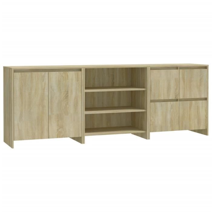 3098075 vidaXL Buffets 3 Pcs Sonoma Oak Engineered Wood