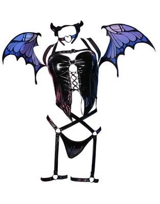 Beauté Costume Cosplay Anime Jeu Reine Sorcière Diable Diable Gothique Gothique Lingerie à Bretelles Montre le Ventre Sexy Mignon Ensemble Haut et Bas Ensemble Costume Mignon Haut