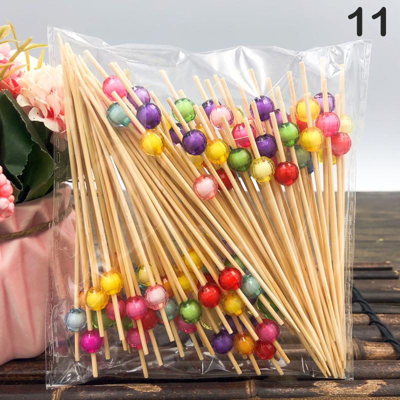 Disposable Bamboo Skewers Food Picks Buffet Cupcake Fruit Fork Party Cake Dessert Salad Vegetable Sticks Toothpick Skewer